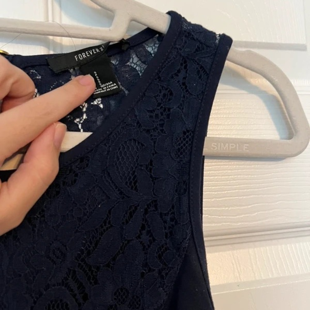 Forever 21 Navy Lace Trim Sleeveless Dress - Picture 2 of 2